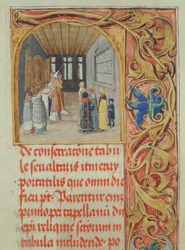 Altarweihe durch den Bischof mit Unterstützung von Kanonikern und weltlichen Stiftern aus dem Pontifikale von Bischof Erasmus Ciolek, ca. 1510