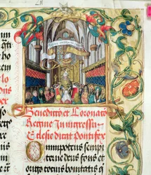 Krönung der Königin von Polen aus dem Pontifikale des Bischofs Erasmus Ciołek, ca. 1510