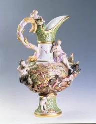 Dekorativer Krug, der die Erde darstellt, hergestellt in Misnia, um 1860-80 (Porzellan)