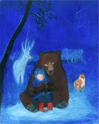 Braunbär und Kind