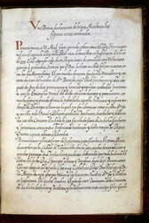 Eine Seite aus einer Geschichte der Wanderungen der Syon-Nonnen, zusammengestellt in Lissabon im frühen 17. Jahrhundert (Pergament)