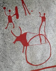 Nordische Bronzezeit: Pflug, gezogen von einem Ochsen