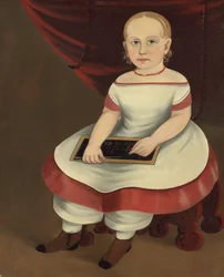 Kleines Mädchen mit Schiefertafel, ca. 1845