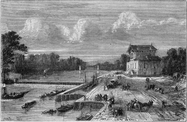 Ansicht des Damms an der Seine in Suresnes