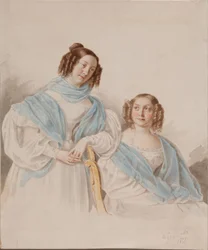 Porträt der Schwestern Gräfinnen Antonina Dmitrievna 1813-1891 und Lidia Dmitrievna 1815-1882 Blud