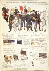 Uniformvariationen der Großmanöverkampagne des Königreichs Italien, Farbtafel von Quinto Cenni