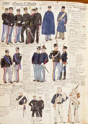 Verschiedene Uniformen des Königreichs Italien, Farbtafel von Quinto Cenni