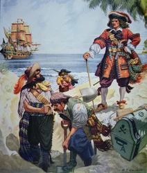 Piratenschief begräbt Schatz