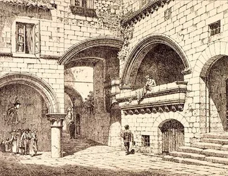 Teil der Piazza San Pellegrino, Viterbo, Italien, aus 