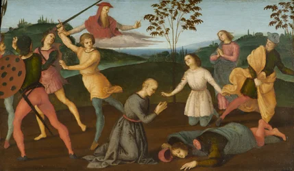 Der heilige Hieronymus rettet Sylvanus und bestraft den Ketzer Sabinianus, 1502-1503