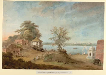 Die Große Kanone von Agra neben der Festungsmauer, ca. 1814-15