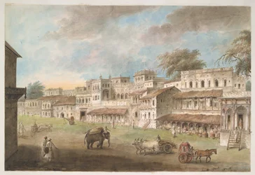 Ansicht einer Seite der Hauptstraße in der indischen Stadt Patna
