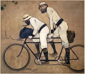 Ramon Casa und Pere Romeu auf einem Tandem