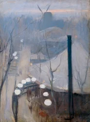 Blick auf das Montmartre-Viertel mit einer Mühle in Paris