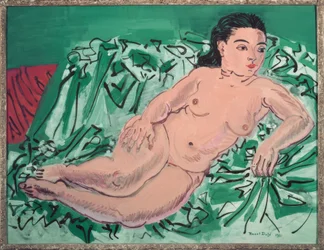 Akt auf blauem Sofa (Aktmodell Rosetti)