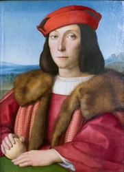 Porträt eines jungen Mannes mit einem Apfel, möglicherweise Francesco Maria della Rovere, um 1505