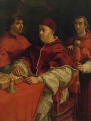 Leo X mit Kardinälen Giulio de Medici und Luigi de Rossi, 1517-18
