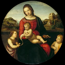 Maria mit dem Kind, Johannes dem Täufer und einem heiligen Knaben, Madonna Terranuova, um 1505