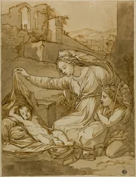 Jungfrau und schlafendes Christuskind mit dem kleinen Johannes dem Täufer