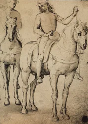 Männer zu Pferd; Zeichnung von Raphael. Gallerie dell