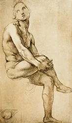Studie einer menschlichen Figur, Zeichnung von Raffael, Kupferstichkabinett, Uffizien, Florenz