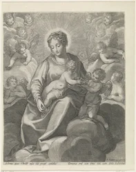 Maria mit dem Christuskind in den Wolken