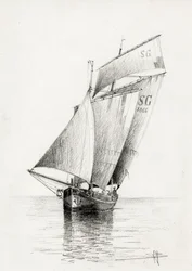 Gabares auf der Gironde-Mündung