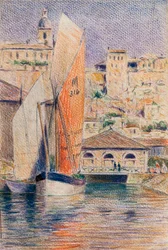 Der Hafen von Bourg-sur-Gironde mit einer Gabare