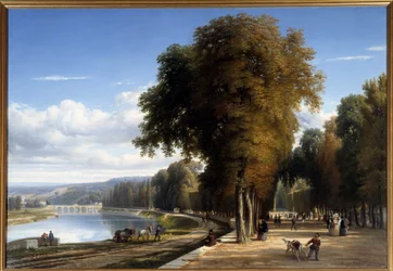 Spaziergang im Saint-Cloud-Park. Gemälde von Raymond Esbrat (1809-1856) 1850 Roanne. Musee Joseph Dechelette