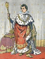Porträt von Kaiser Napoleon I (1769-1821) Illustration von Raymond de Neziere in „Unsere Nationalhelden“ 1920 Privatsammlung
