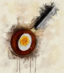Aquarell mit Eiercurry