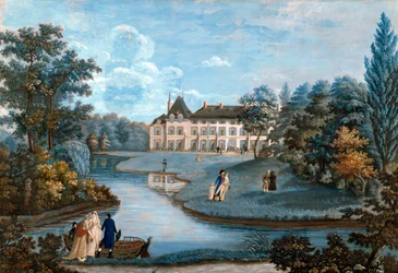 Ansicht der Fassade und des Parks des Schlosses von Malmaison. Aquarell von Regina Catherine Carrey. Frühes 19. Jahrhundert