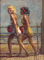 Zwei Mädchen auf der Promenade