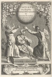 Minerva und zwei gefesselte Figuren