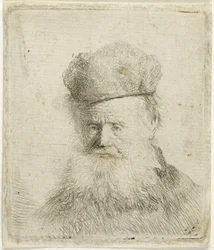 Büste eines alten Mannes mit Pelzmütze und fließendem Bart, ca. 1631