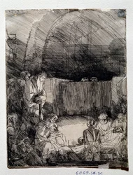 Ausstellung des Leichnams des Erlösers. Zeichnung von Rembrandt Harmenszoon van Rijn (1606-1669) Florenz, Uffizien, Gabinetto Disegni e Stampe