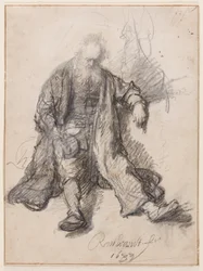 Alter Mann sitzt (Der betrunkene Lot?), ca. 1630-1633