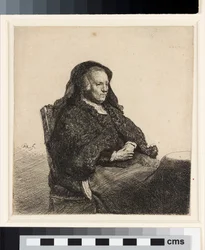 Die Mutter des Künstlers an einem Tisch sitzend, ca. 1631