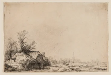 Hütte neben einem Kanal mit Blick auf Ouderkerk