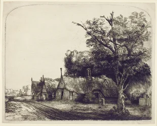 Landschaft mit Giebelhäusern an einer Straße, 1650