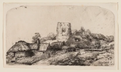 Landschaft mit einem quadratischen Turm