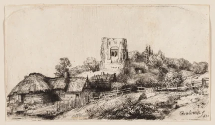 Landschaft mit einem quadratischen Turm