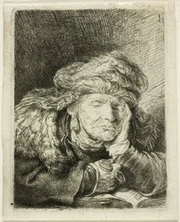 Schlafende alte Frau
