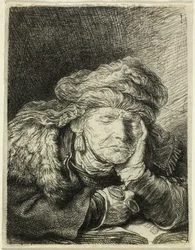 Schlafende alte Frau
