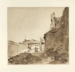 Stadtrand mit Mauern und einer Tür, ca. 1627-28