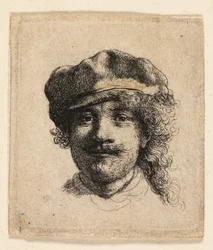 Rembrandt mit weicher Mütze: Frontalansicht: Nur Kopf