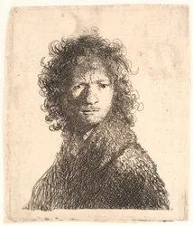 Rembrandt, beleuchtet von rechts: über die Schulter blickend: Büste