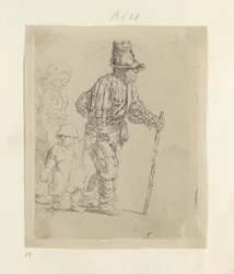 Wandernde Bauernfamilie