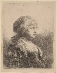 Saskia mit Perlen im Haar