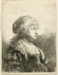 Saskia mit Perlen im Haar